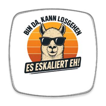 Bin Da Kann Losgehen Es Eskaliert Eh Alpaka Party - Viereckiger Kühlschrankmagnet - Weiß - Vorne