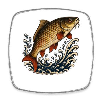 Les carpes sautent par-dessus les vagues Poissons - Magnet carré - blanc - Devant