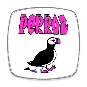 Puffin Perroz - Square fridge magnet - white - Front
