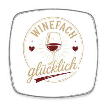 Weinglas Glücklich Vintage Emblem - Viereckiger Kühlschrankmagnet - Weiß - Vorne
