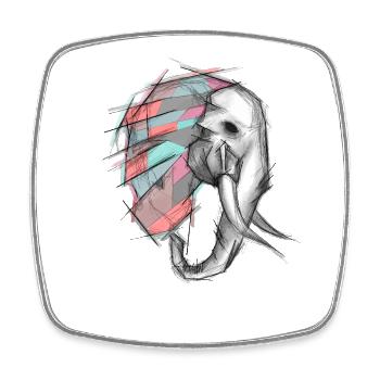 Pastel patchwork elephant - Square fridge magnet - white - Front