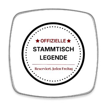 Stammtisch Legende – Offizielles Abzeichen - Viereckiger Kühlschrankmagnet - Weiß - Vorne