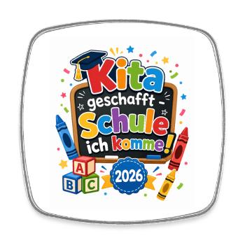 Kita schafft Schule 2026 - Viereckiger Kühlschrankmagnet - Weiß - Vorne