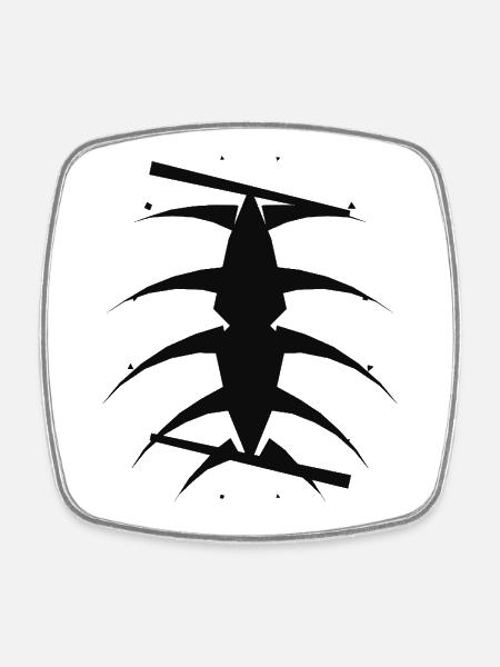 Multi-tiered jet silhouette - Square fridge magnet - white