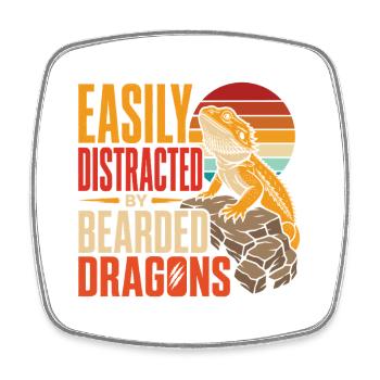 Easily Distracted By Bearded Dragons Reptile Fun - Viereckiger Kühlschrankmagnet - Weiß - Vorne