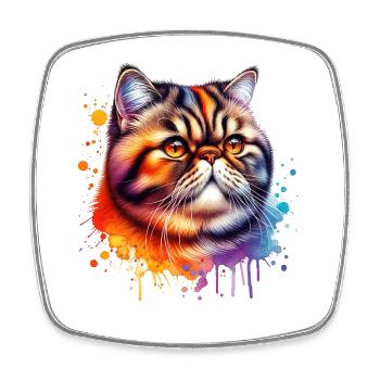 Motif exotique du chat à poil court - Magnet carré - blanc - Devant