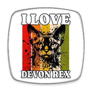 I Love Devon Rex - Square fridge magnet - white - Front