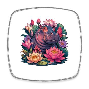 Lotus Hippo dans La Magie des Couleurs - Magnet carré - blanc - Devant