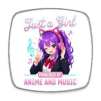 Anime et musique Chibi - Magnet carré - blanc - Devant