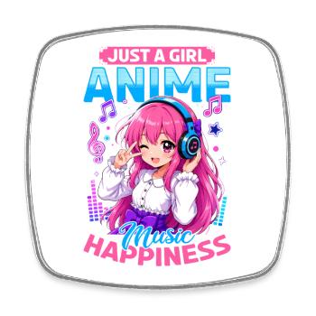 Anime et musique Chibi - Magnet carré - blanc - Devant