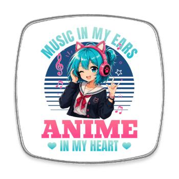 Anime et musique Chibi - Magnet carré - blanc - Devant