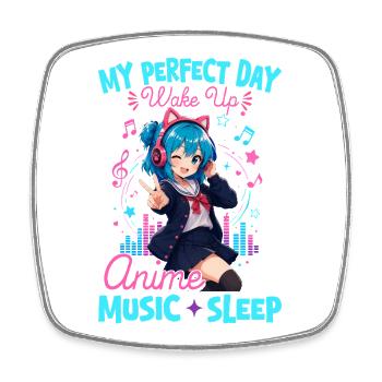 Anime et musique Chibi - Magnet carré - blanc - Devant