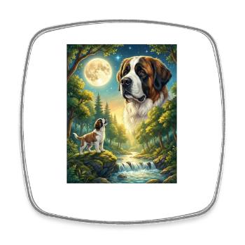 Howling to the Moon Meme Hund Bernhardiner - Viereckiger Kühlschrankmagnet - Weiß - Vorne
