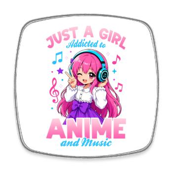 Anime et musique Chibi - Magnet carré - blanc - Devant
