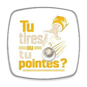 Lustiges Pétanque Boule Design - Viereckiger Kühlschrankmagnet - Weiß - Vorne