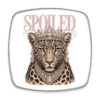 Léopard Gâté Couronne Diamants | Design Reine - Magnet carré - blanc - Devant