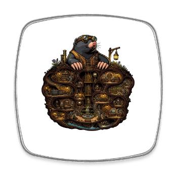 Monde souterrain des taupes steampunk - Magnet carré - blanc - Devant
