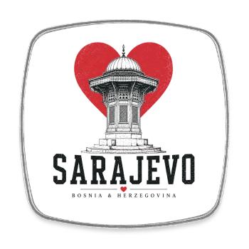 Sarajevo Herzturm Grafik - Viereckiger Kühlschrankmagnet - Weiß - Vorne