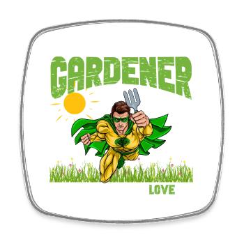 Super-héros Jardinier - Magnet carré - blanc - Devant