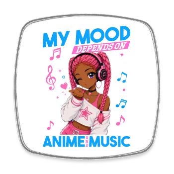 Anime and Music Chibi Black Girl - Square fridge magnet - white - Front
