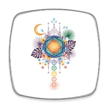 Spiritualité Géométrie Sacrée Fleur de Lotus Zen - Magnet carré - blanc - Devant