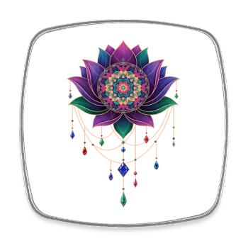Spiritualité Géométrie Sacrée Fleur de Lotus Zen - Magnet carré - blanc - Devant
