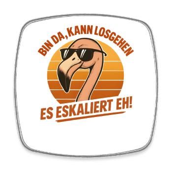 Kann Losgehen Es Eskaliert Eh Flamingo Party - Viereckiger Kühlschrankmagnet - Weiß - Vorne