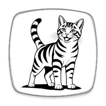 Chat debout noir - Magnet carré - blanc - Devant