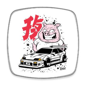 Pig Drift JP jdm Car - Magnet carré - blanc - Devant