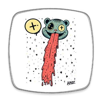 Pop Art de l’ours à langue dégoulinante - Magnet carré - blanc - Devant