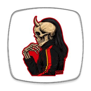 Skeleton Rider Streetwear - Magnet carré - blanc - Devant
