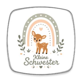 Boho Rehkitz | Niedliches Geschwisterdesign  - Viereckiger Kühlschrankmagnet - Weiß - Vorne