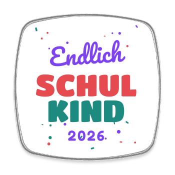 Schulkind 2026 - Einschulung Schulanfang 1. Klasse - Viereckiger Kühlschrankmagnet - Weiß - Vorne