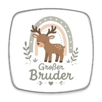 Hirsch | Geschwisterdesign | Boho Waldtier - Viereckiger Kühlschrankmagnet - Weiß - Vorne