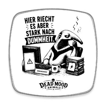 Lustiger Ameisenbär Büro Spruch | Sarkasmus - Viereckiger Kühlschrankmagnet - Weiß - Vorne