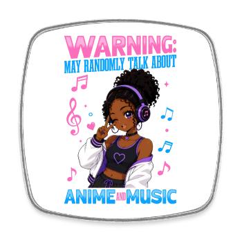 Anime and Music Chibi Black Girl - Square fridge magnet - white - Front