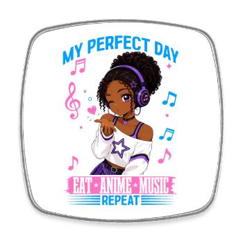 Anime et musique Anniversaire Chibi Black Girl - Magnet carré - blanc - Devant