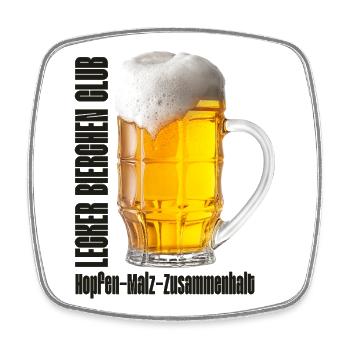 Lecker Bierchen Club Bier Bierglas  - Viereckiger Kühlschrankmagnet - Weiß - Vorne