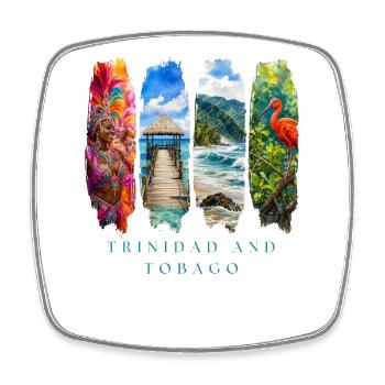 Voyage à Trinité-Tobago – Culture et nature caribéennes - Magnet carré - blanc - Devant