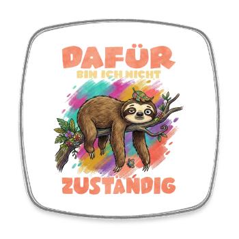 Regenbogen Faultier – Nicht zuständig Humor - Viereckiger Kühlschrankmagnet - Weiß - Vorne