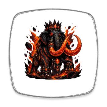 Éléphant mammouth de lave avec couronne de feu - Magnet carré - blanc - Devant