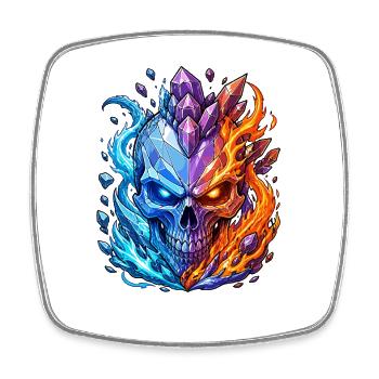 Crâne de Cristal Feu et Glace - Magnet carré - blanc - Devant
