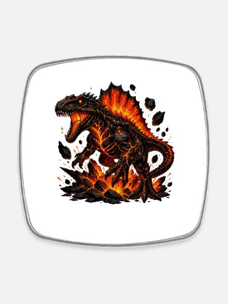 Lava Dinosaurier Inferno - Viereckiger Kühlschrankmagnet - Weiß