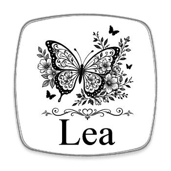 Lea First Name Butterfly Floral Gift - Square fridge magnet - white - Front