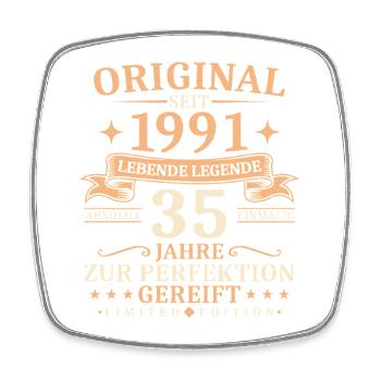 Geburtstag 35 Jahre Lebende Legende 1991 Jahrgang - Viereckiger Kühlschrankmagnet - Weiß - Vorne