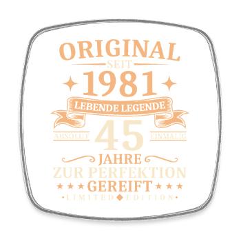 Geburtstag 45 Jahre Lebende Legende 1981 Jahrgang - Viereckiger Kühlschrankmagnet - Weiß - Vorne