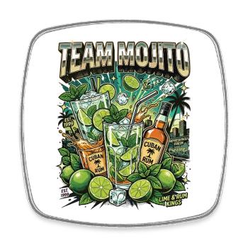 Barman de cocktails Mojito pour enterrement de vie de garçon - Magnet carré - blanc - Devant
