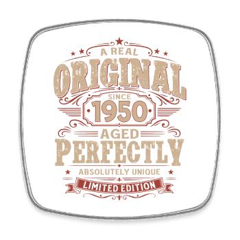 76th Birthday Gift Husband Original Vintage 1950's - Square fridge magnet - white - Front