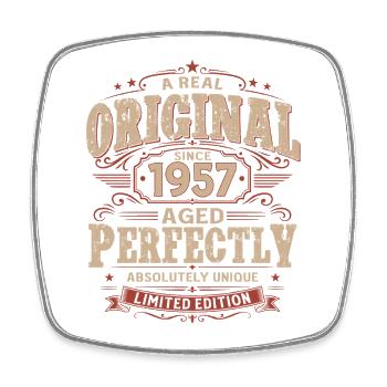 69e anniversaire cadeau Mari Vintage original 1957 - Magnet carré - blanc - Devant