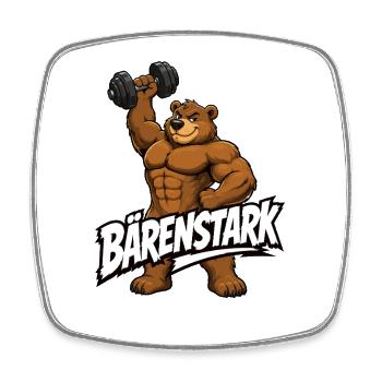 Bärenstark Fitness Bär Hantel Motiv - Viereckiger Kühlschrankmagnet - Weiß - Vorne